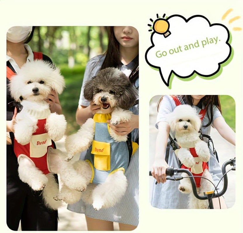 Maagik Dog Backpack, Adjustable Pet Dog Front Harness with Leg Extension, Easy to Wear and Breathable, Pet Backpack, Dog Travel Backpack for Kittens and Puppies, Camping, Hiking(Yellow White) (XL) image number 4