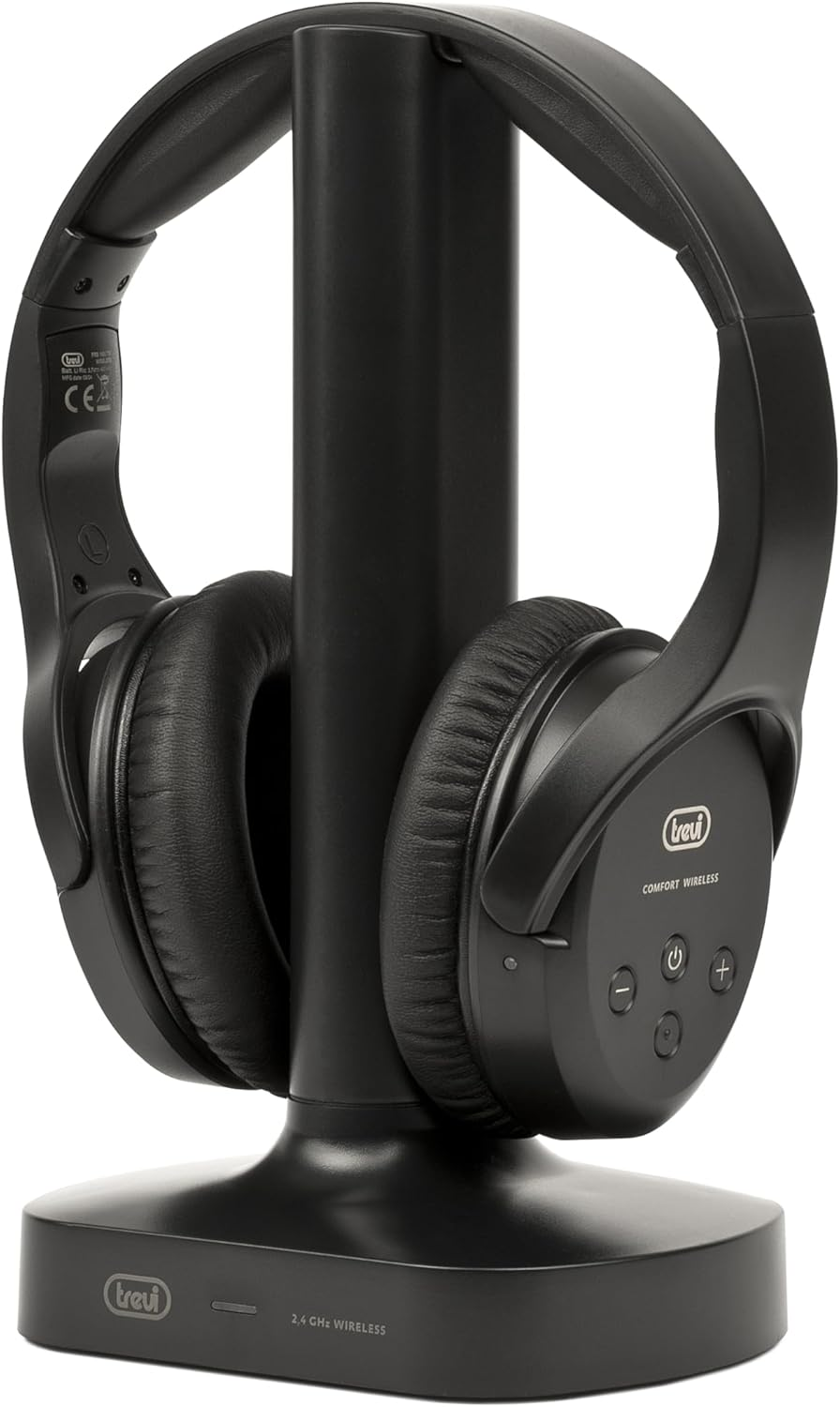 Trevi FRS 1480 R Stereo Headphones for TV Wireless RF Receiver Wireless Charging Station Digital Optical 3.5Mm Jack RCA Adjustable Headband Auto Shut-Off