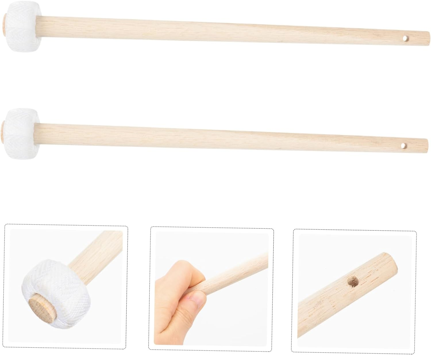 Wooden Handle Rubber Head Gong Mallets Small Size Percussion Gong Parts Pair for Musical Instrument Accessories Performance and Practice image number 5