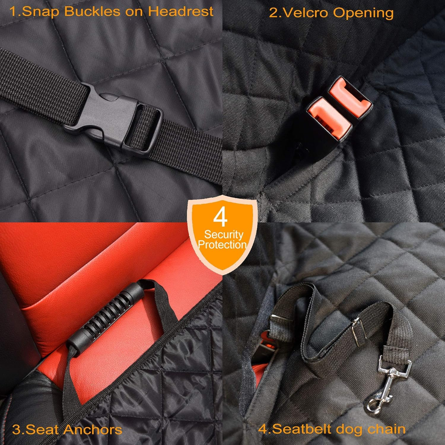 Dog Car Seat Cover,Waterproof Pet Car Rear Seat Protector Compatible for Central Armrest,Suitable for Most Cars, Suv,Trucks image number 5