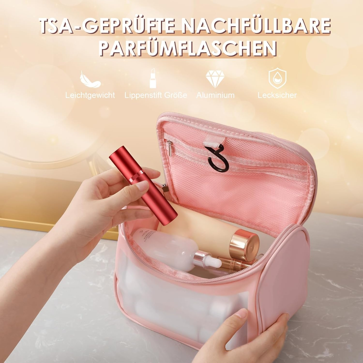 JOOMOKO 5 Ml Perfume Filler Refillable Perfume Atomiser for on the Go Filling Technology without Funnel Empty Perfume Atomiser Spray Bottle for Travel on the Go (Red) image number 2