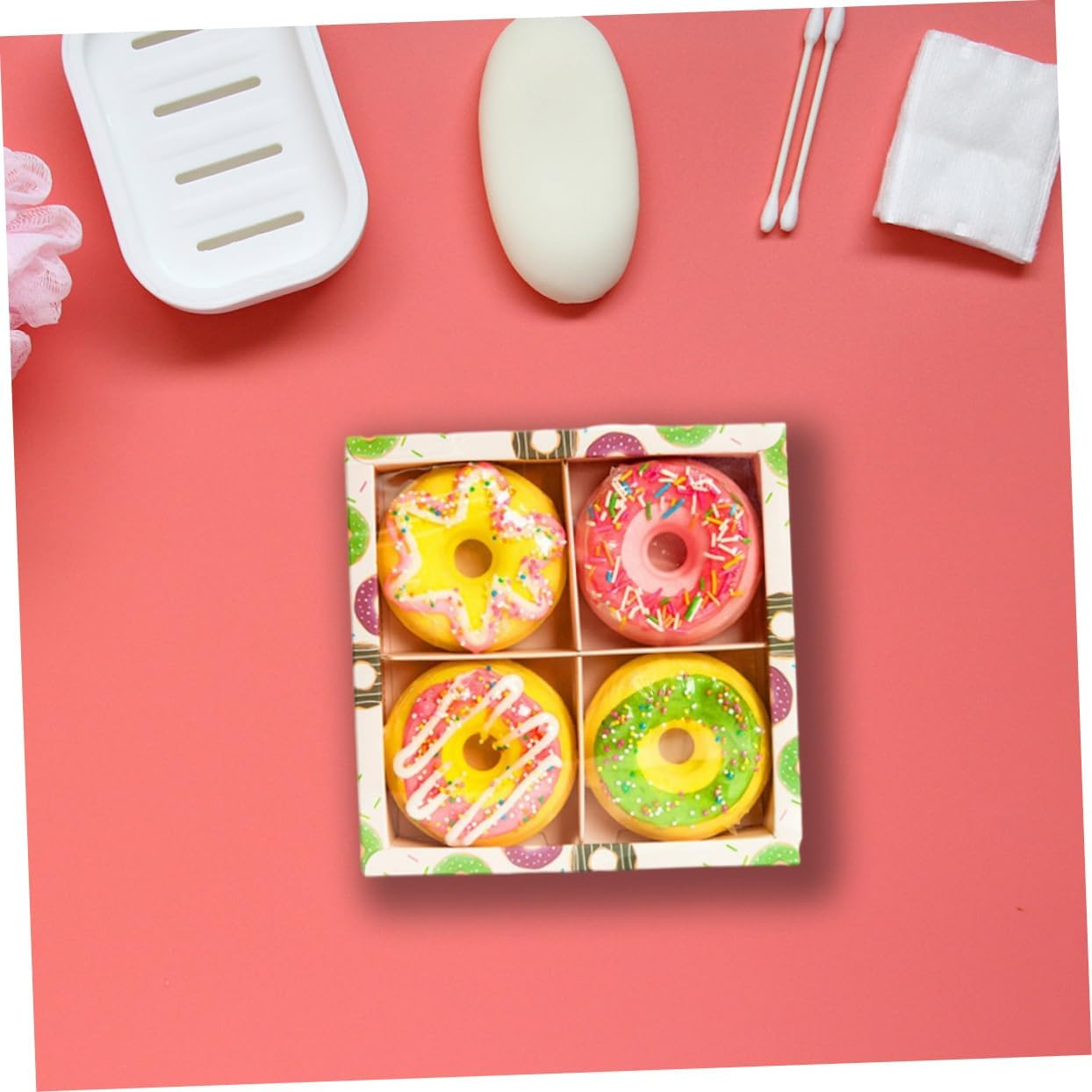 MERRYHAPY 4Pcs 100G Doughnut Shape Bath Balls Assorted Natural Bath Salts for Spa and Relaxation Moisturizing for Ages Random Style image number 4