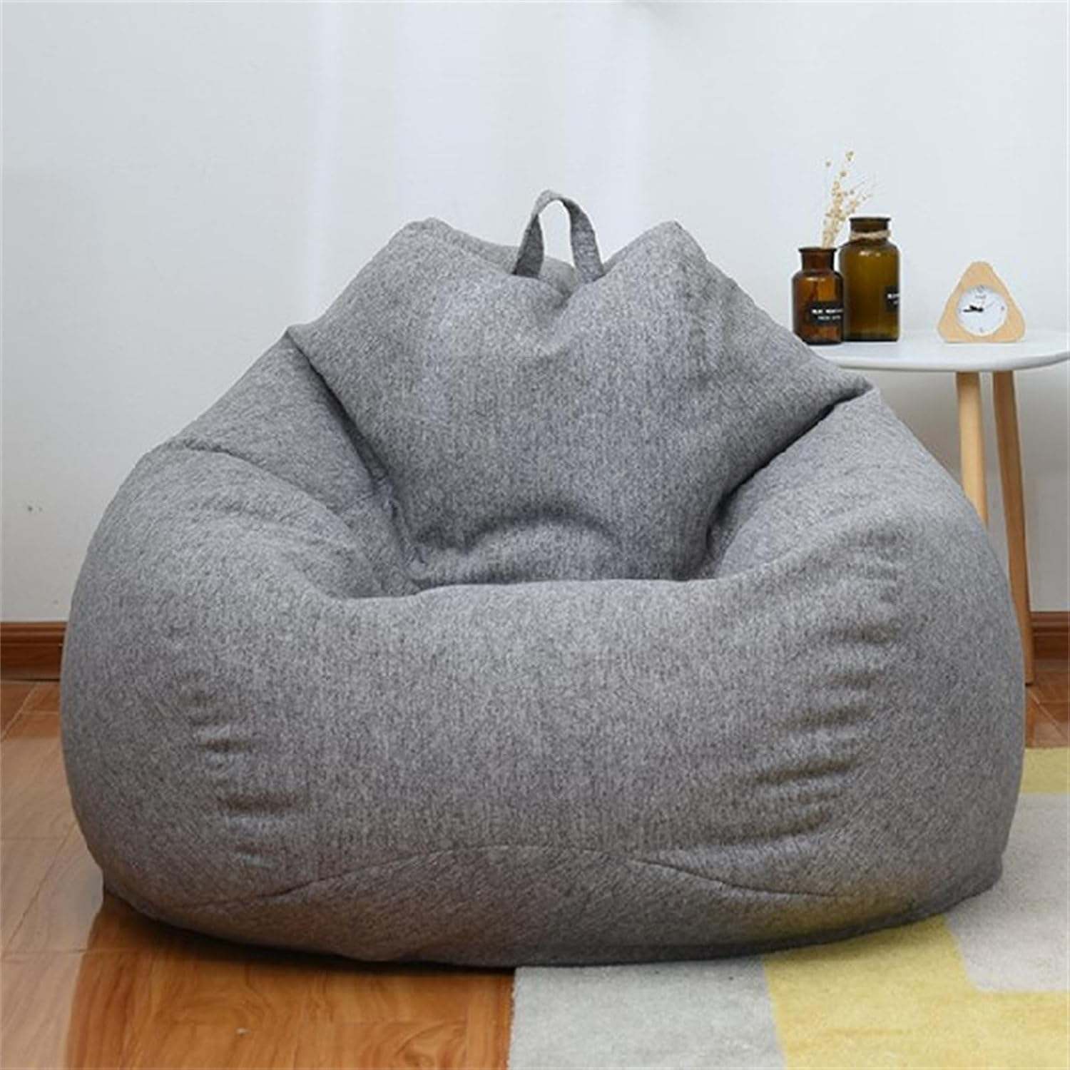 Stuffed Bean Bag Chair Cover (No Filler),Lazy Lounger Bean Bag Cover Stuffable Beanbag Cover Plush Toy Storage Bag for Adults and Kids (Gray, 100 X 120 M)