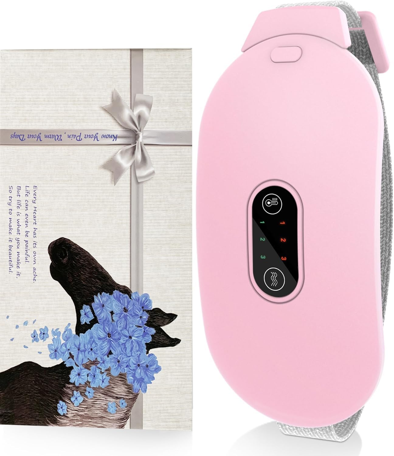 Heating Pads, Period Cramp Massager Portable Cordless Heating Pad with 6 Heat Levels and 6 Massage Modes for Back Pain Relief Menstrual Heating Pad (Pink) image number 3