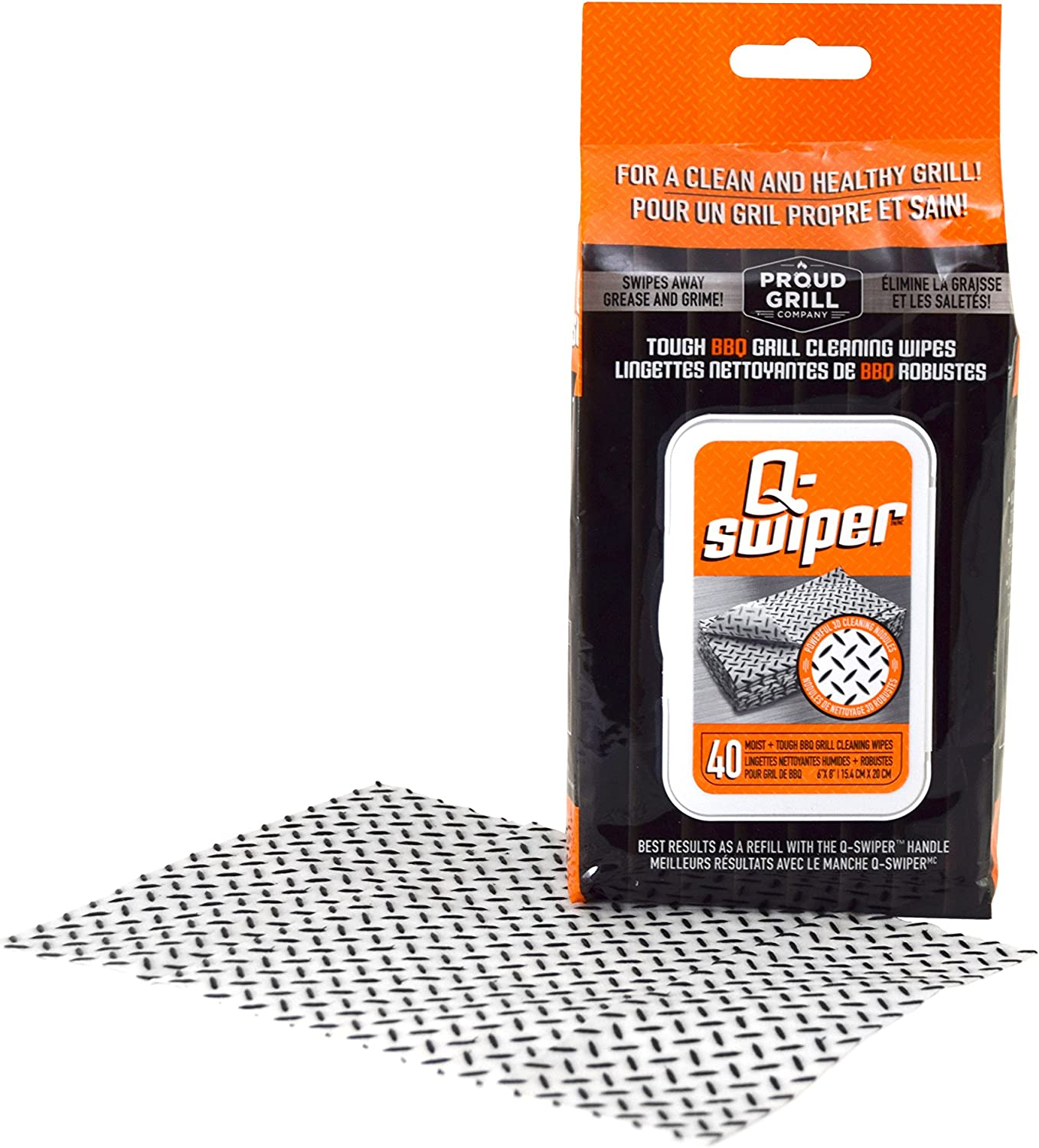 Q-Swiper Grill Cleaning Wipes - 40 Count. Bristle Free and Wire Free Grill Cleaner. Safe Way to Remove Grill Grease and Grime for a Healthy Grill. Use with Q-Swiper Grill Brush (Sold Separately) image number 6