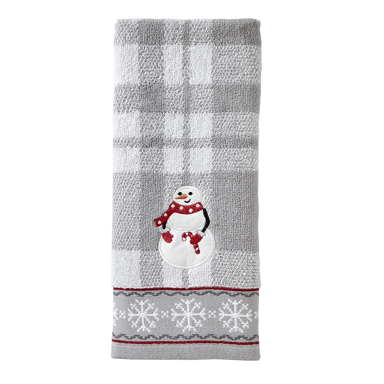 SKL Home Christmas/Winter Whistler Snowman Hand Towel Set for Bath/Kitchen/Bar & Gift, 16" X 26", Gray 2 Count