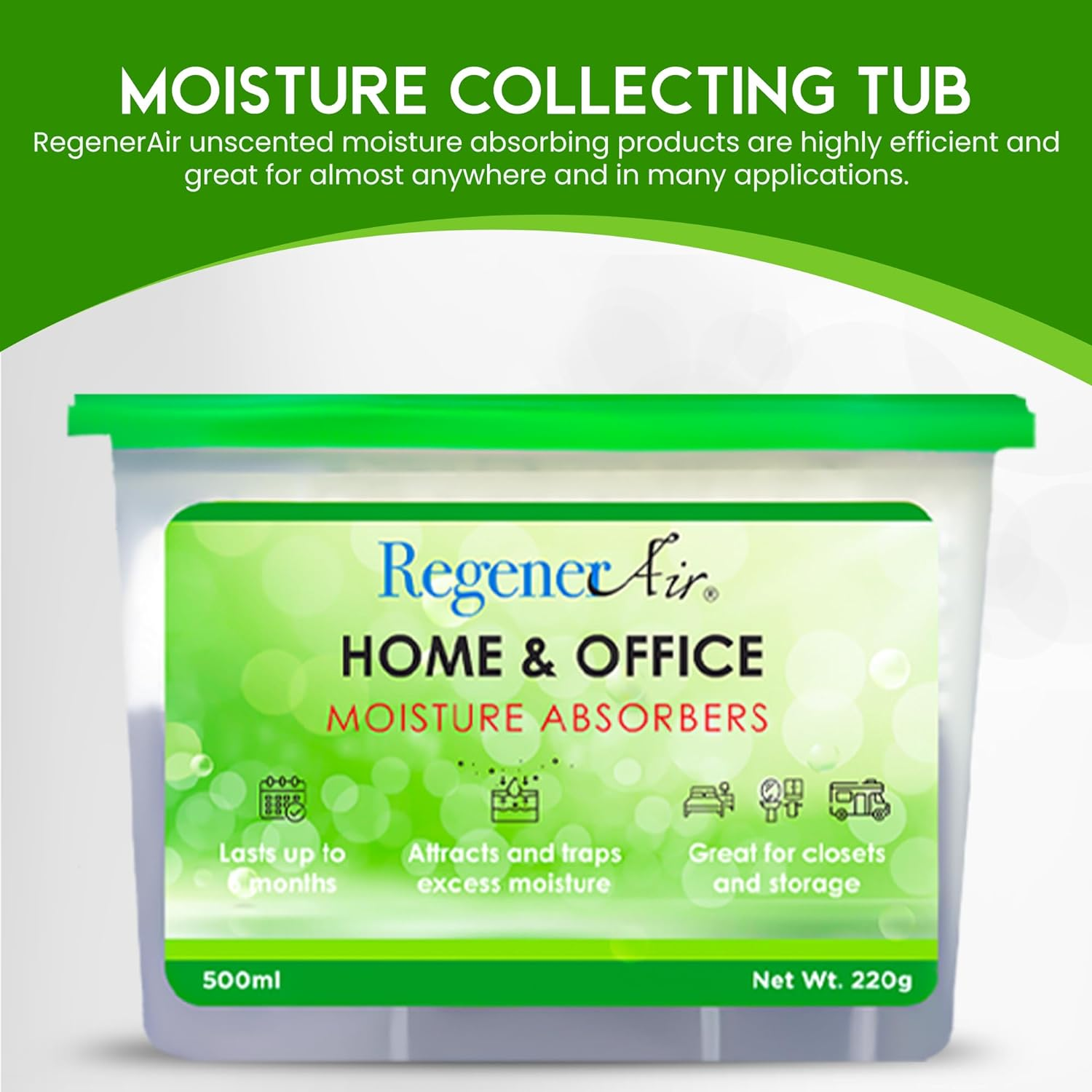 Regenerair Moisture Absorber Dehumidifier Purifier Unscented 8 Pack for Closet Bathroom Laundry Kitchen Office Condensation Mold image number 2