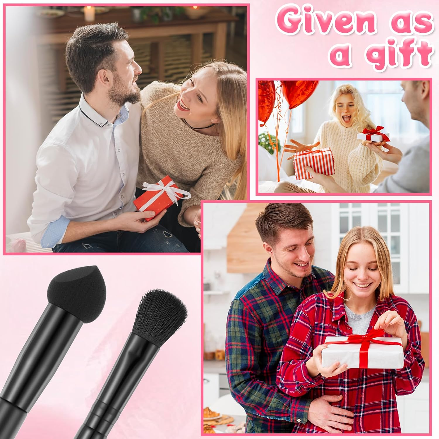 Pack of 2 Double Hair Root Powder Brushes, Dual Ended Hairline Brushes, Root Concealer Brush, 2-In-1 Hairline, Sponge Brush for Men and Women, Black