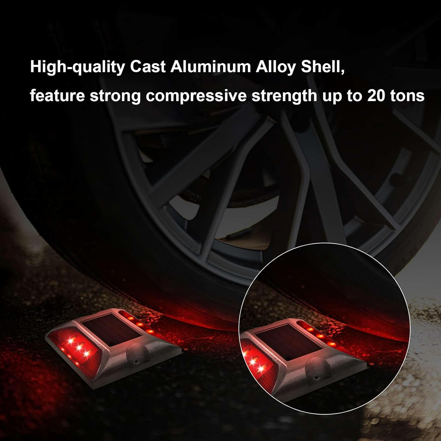 Aolyty Solar Driveway Dock Lights, IP68 Waterproof Deck Lights Outdoor, Warning Step Reflective Road Marker for Sidewalk Stair Garden Pathway Walkway (Green, 2 Pack) image number 1