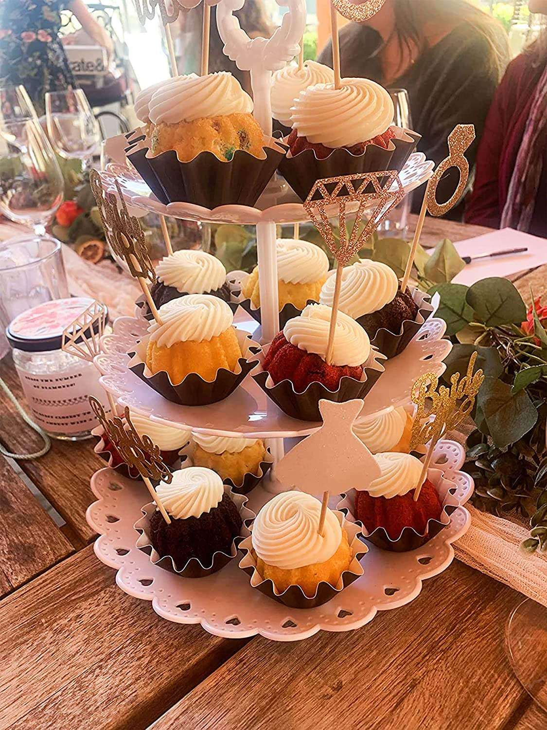 Jevenis Set of 36 Glitter Bride to Be Cupcake Toppers Diamond Ring Wedding Dress Cupcake Toppers for Wedding Engagement Bridal Shower Decorations image number 6