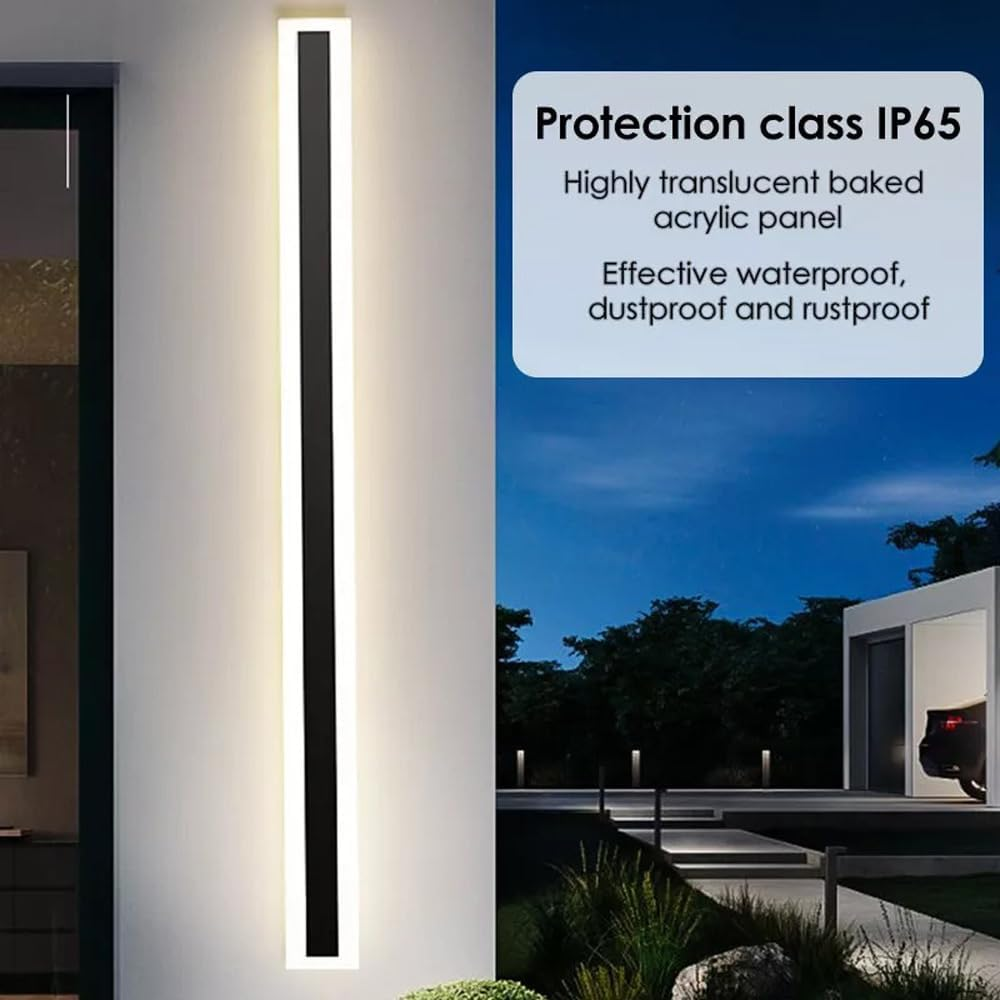 Leona Co Wall Lights Long Strip Porch Lamp Outdoor Garden Yard Waterproof Modern outside Lights Metal Exterior Light Porch Light with Remote (60Cm) image number 2