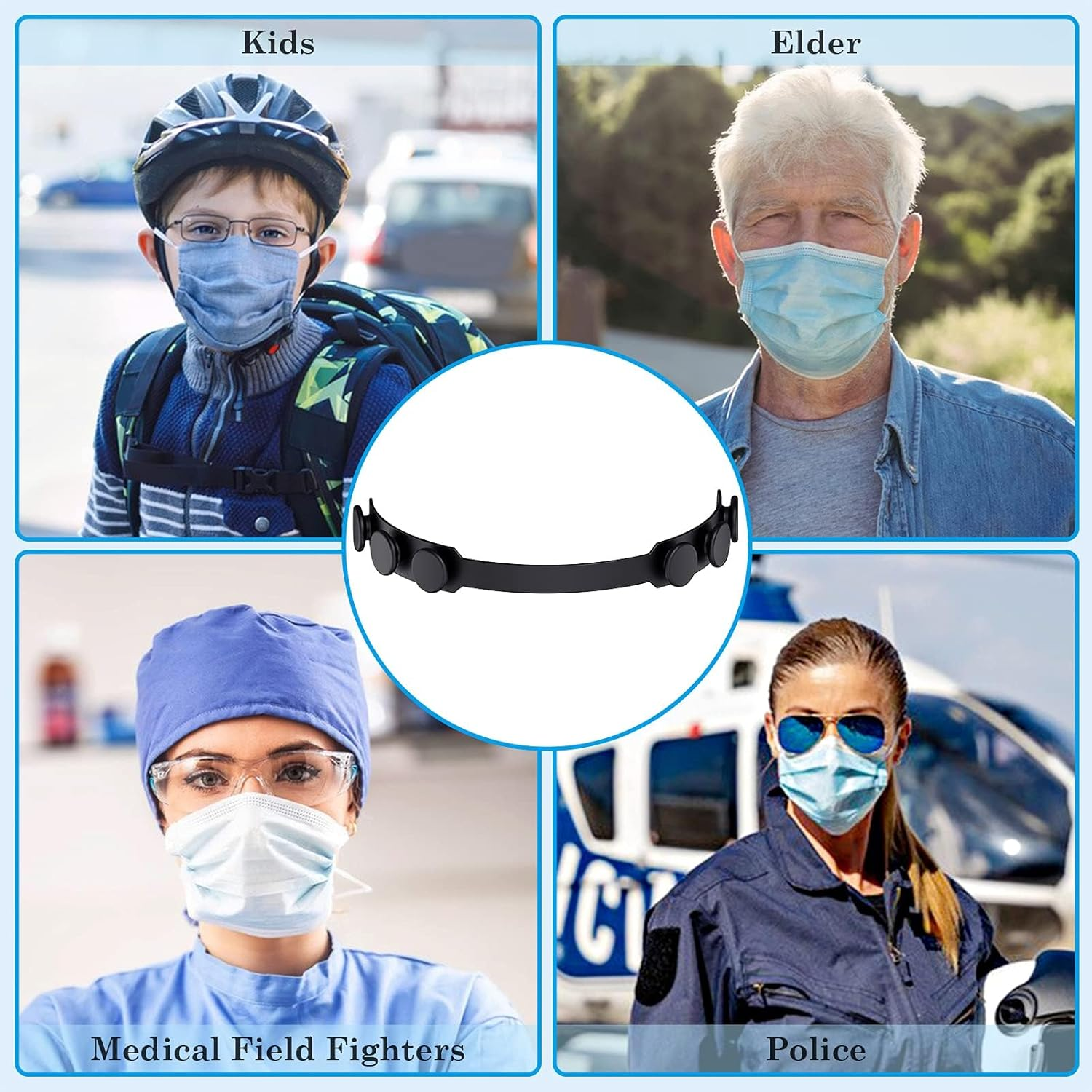 5 PCS Mask Extender Soft Extension with Earrings Stand Mask Buckle Mask Hook Adjustable Extended Belt Ear Protection Sport Fan Buckle image number 1