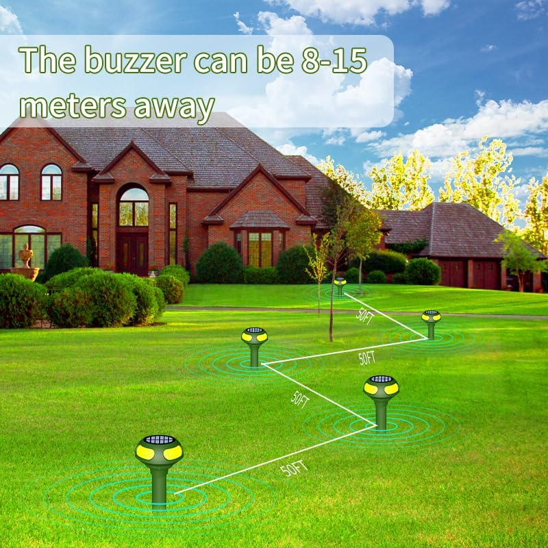 2 PCS Ultrasonic Mole Repellent, 4 Modes Solar Powered Mole Repellent, Outdoor Snake Repellent for Yard, Get Rid of Mole, Gopher, Snakes, Vole and Other Underground Pests for Yard Garden Lawn image number 2