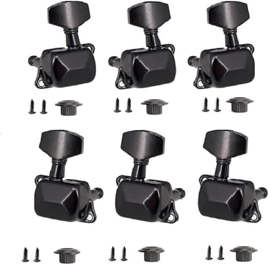 Jindizi 6 Pieces Semi-Closed Guitar String Tuning Pegs Tuner Machine Heads Knobs Tuning Keys for Acoustic or Electric Guitar（3L+3R /Black) image number 1