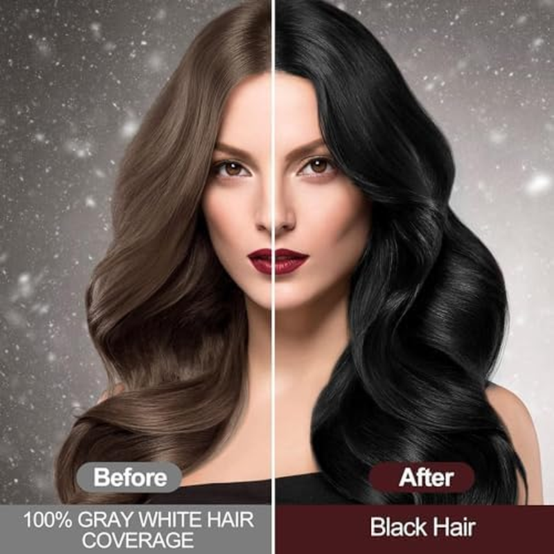 JELMOK Instant Hair Color Shampoo 3 in 1, 500ML for Grey Hair Coverage, Black Hair Dye in Minutes for Men Women