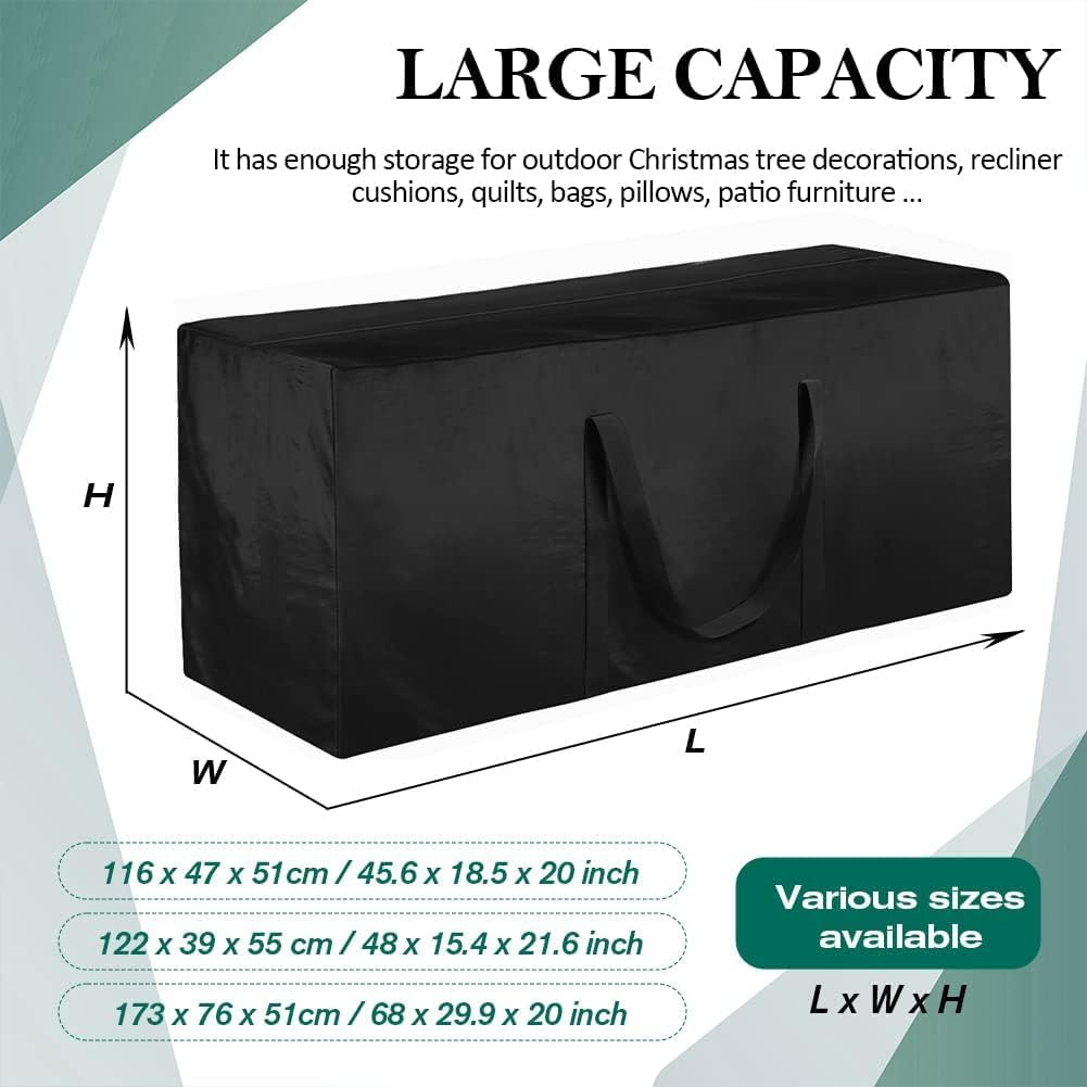 Patio Cushion Cover Storage Bag Water-Resistant Outdoor Rectangular Storage Bag with Handles for Furniture Cushions, Patio Furniture Seat, Christmas Tree (116 * 47 * 51CM) image number 3