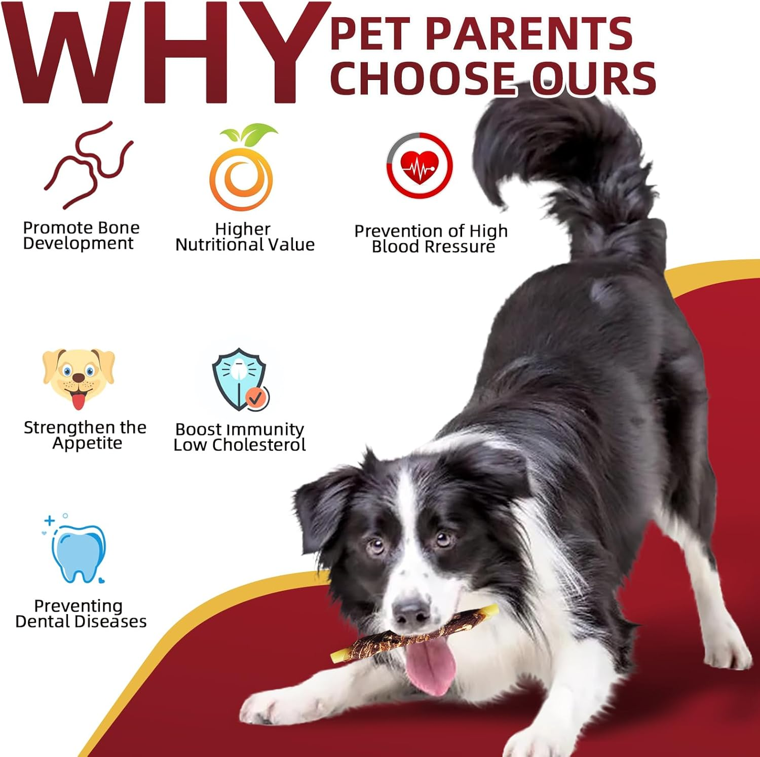 Dog Treats, Marbling Beef Dog Rawhide Sticks, Made with Fresh Beef, Clean Teeth Naturally While Chewing, 350G image number 3