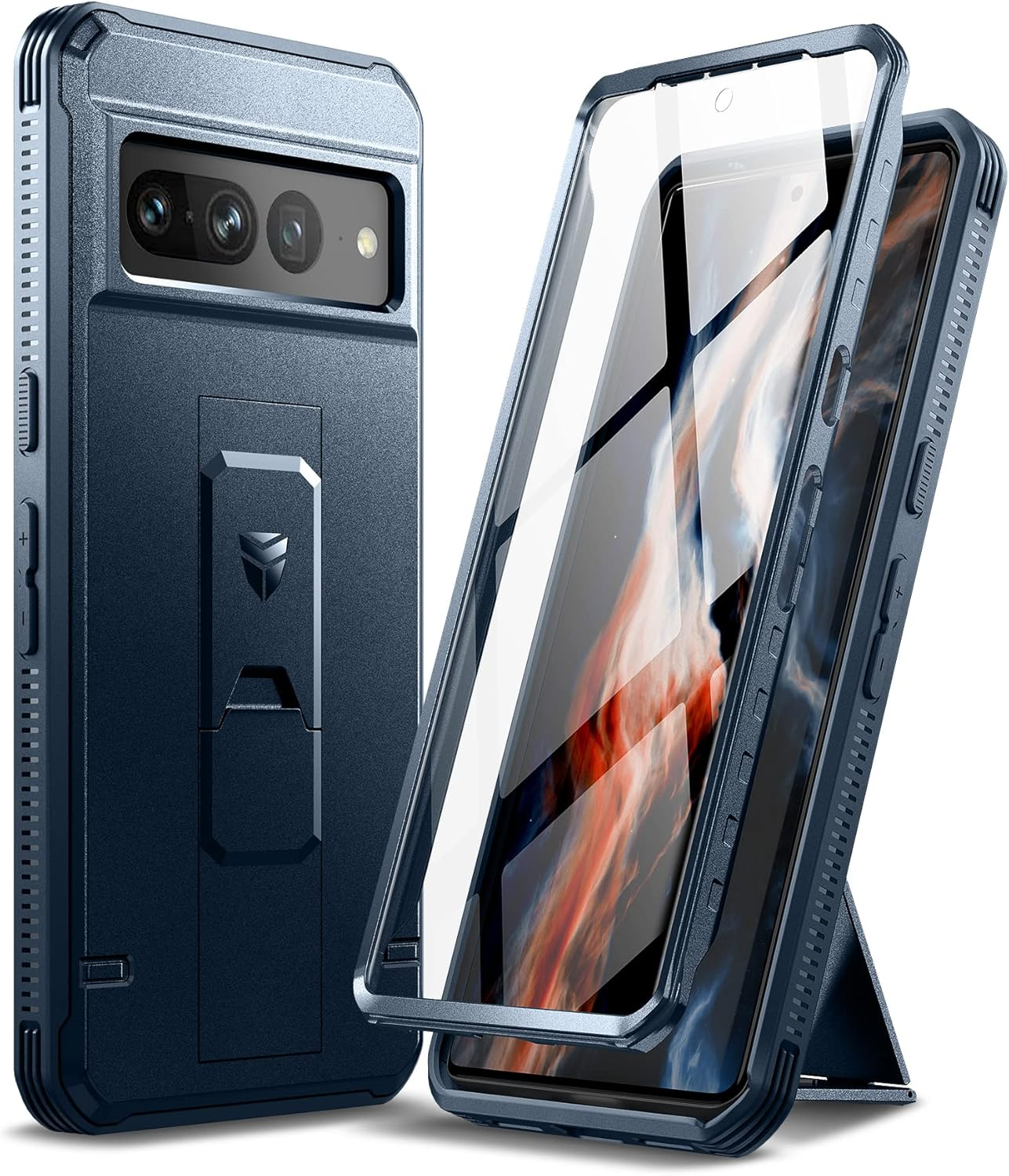 DEXNOR for Google Pixel 7 Pro 5G Case, [Built in Screen Protector and Kickstand] Heavy Duty Military Grade Protection Shockproof Protective Cover for Samsung Google Pixel 7 Pro 5G - Black