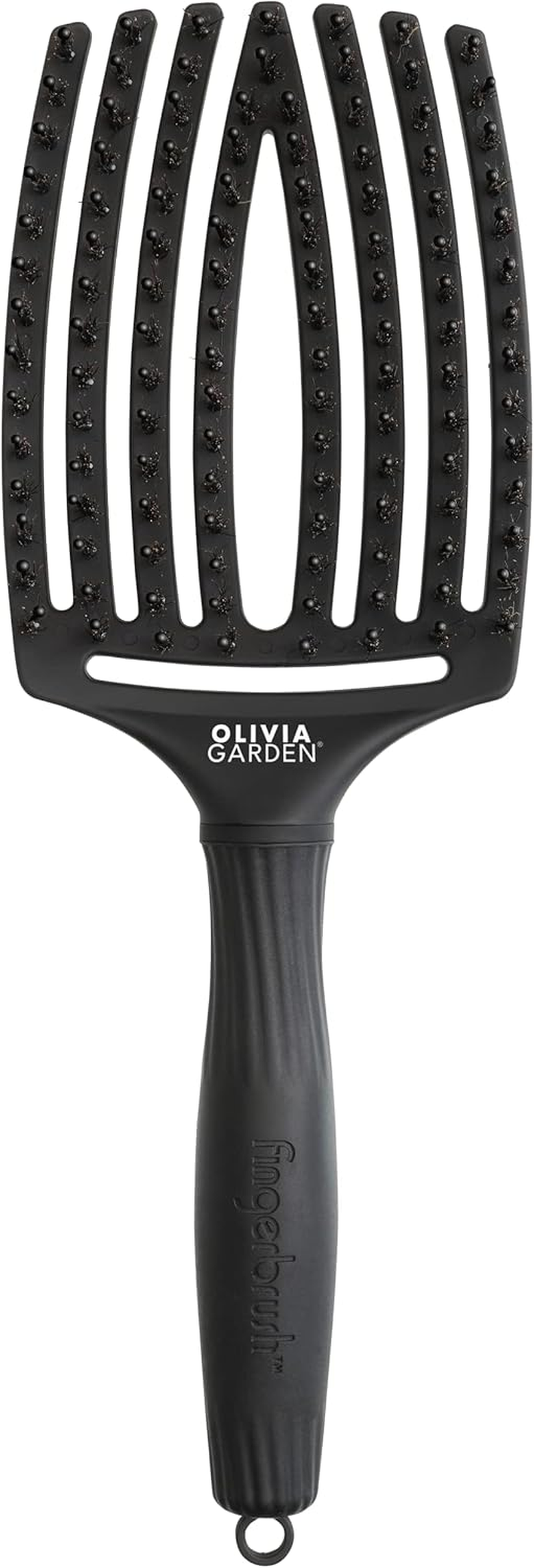 Olivia Garden - Fingerbrush Care Iconic Boar & Nylon Full Black Hairbrush - Large image number 1