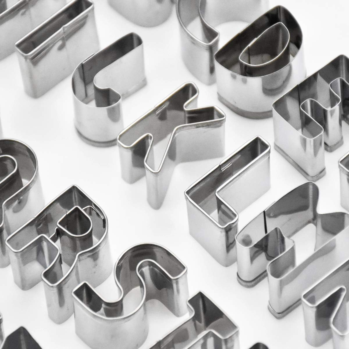 26 Capital Letter Cookie Cutter Alphabet Cake Cookie Mold Stainless Steel Biscuit Mould Press Icing Plunger Letter Baking Stamp Modelling Cutter for Fondant Cake Biscuit Baking Fruit Vegetables image number 6