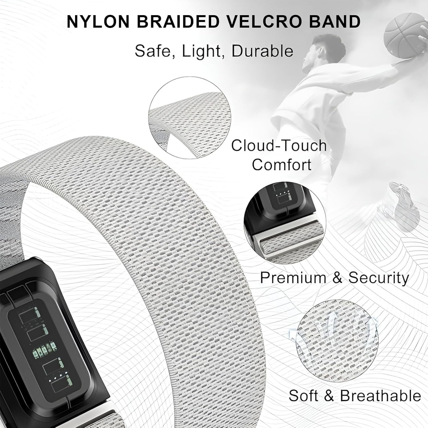 Zurligi Nylon Soft Band Compatible with WHOOP 5.0, One, Peak, and Life, Adjustable Breathable & Waterproof, Durable & Secure Fit Strap, NOT for Gen 4 image number 1