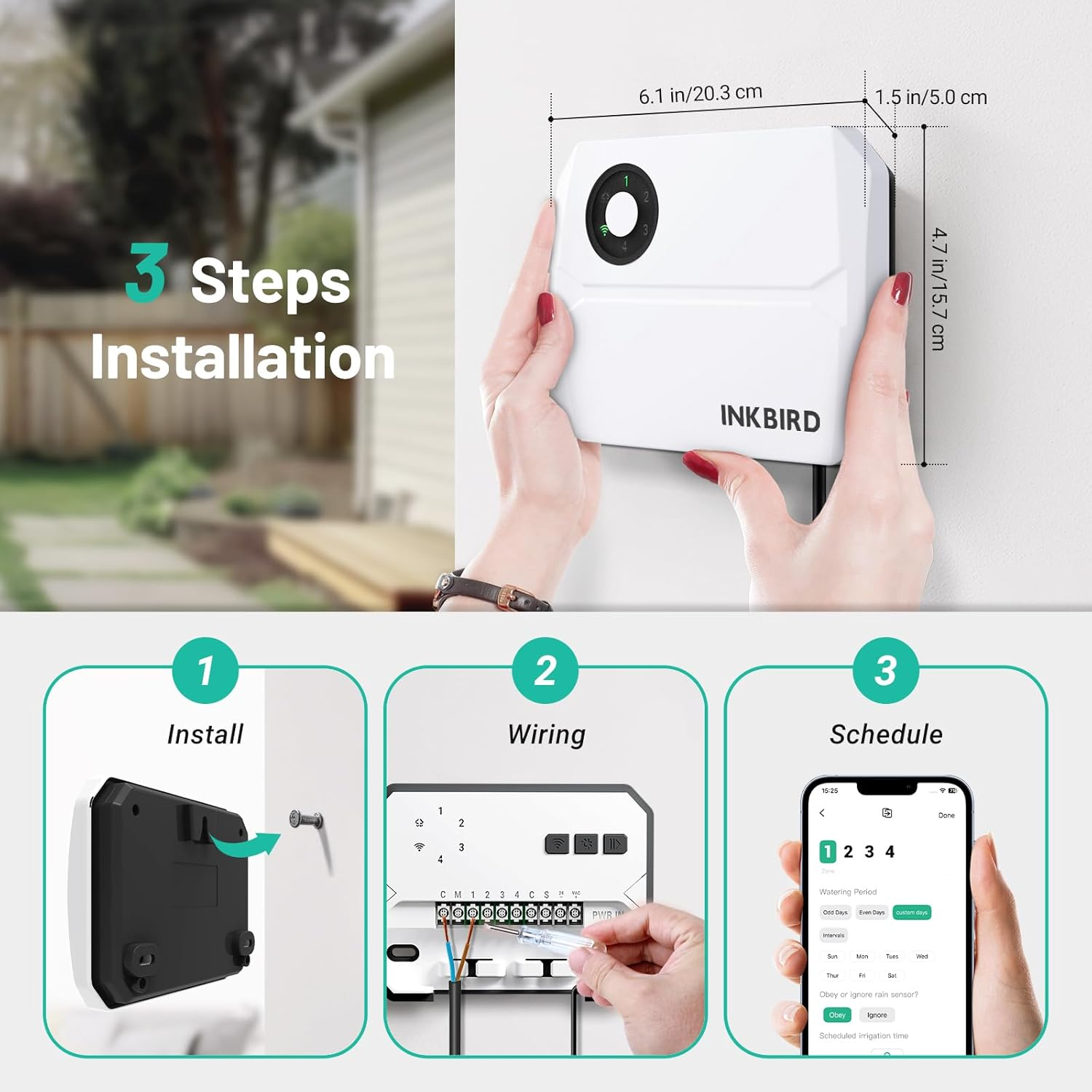 INKBIRD IIC-400-WIFI Smart Indoor Sprinkler Controller, 4 Zones, Wifi Irrigation System Controller, Free APP, Rain Skip, Automatic Watering image number 3