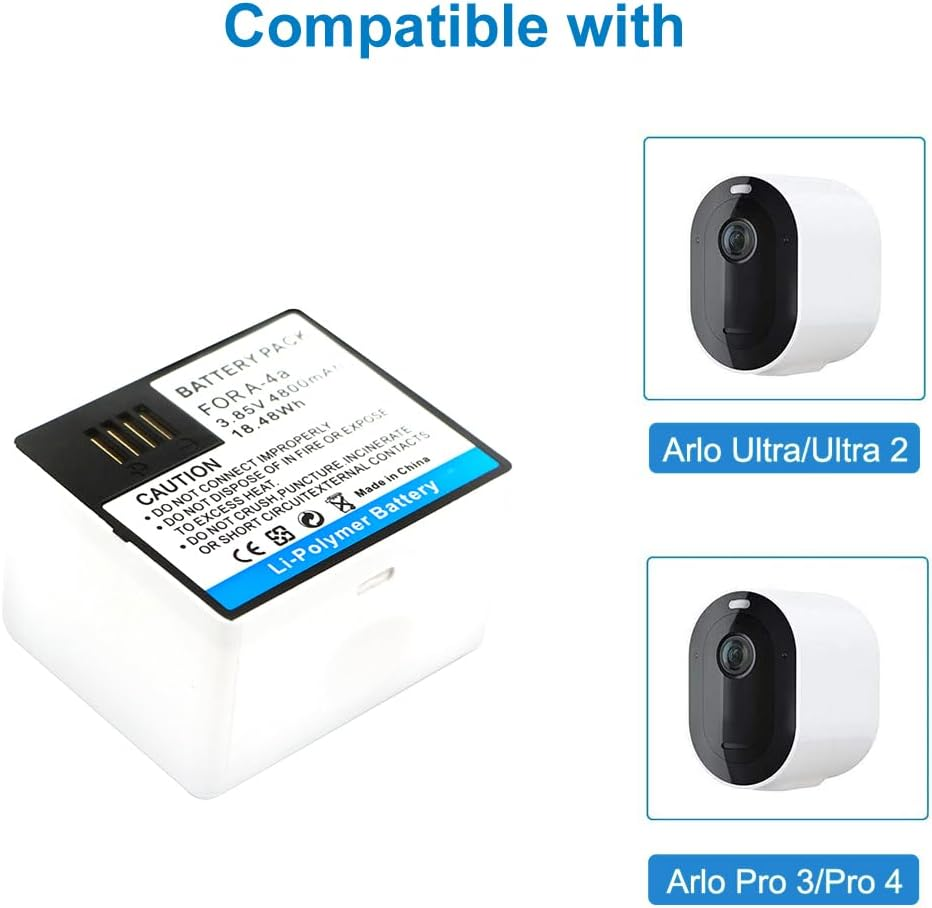 SLODA 2-Pack Camera Battery Replacement for Arlo Ultra and Pro3 VMA5400 A-4A,Dual LCD Adapter Charger for Arlo Ultra, Pro3 Security Cameras Battery image number 2