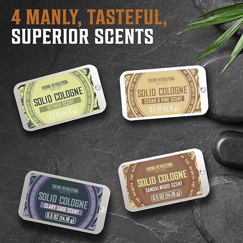 Viking Revolution - Cologne - Solid Cologne for Men with Cedar Wood, Clary Sage, Vetiver, Sandalwood - Gifts for Men - 4 Pack - 4 X 14 G image number 1