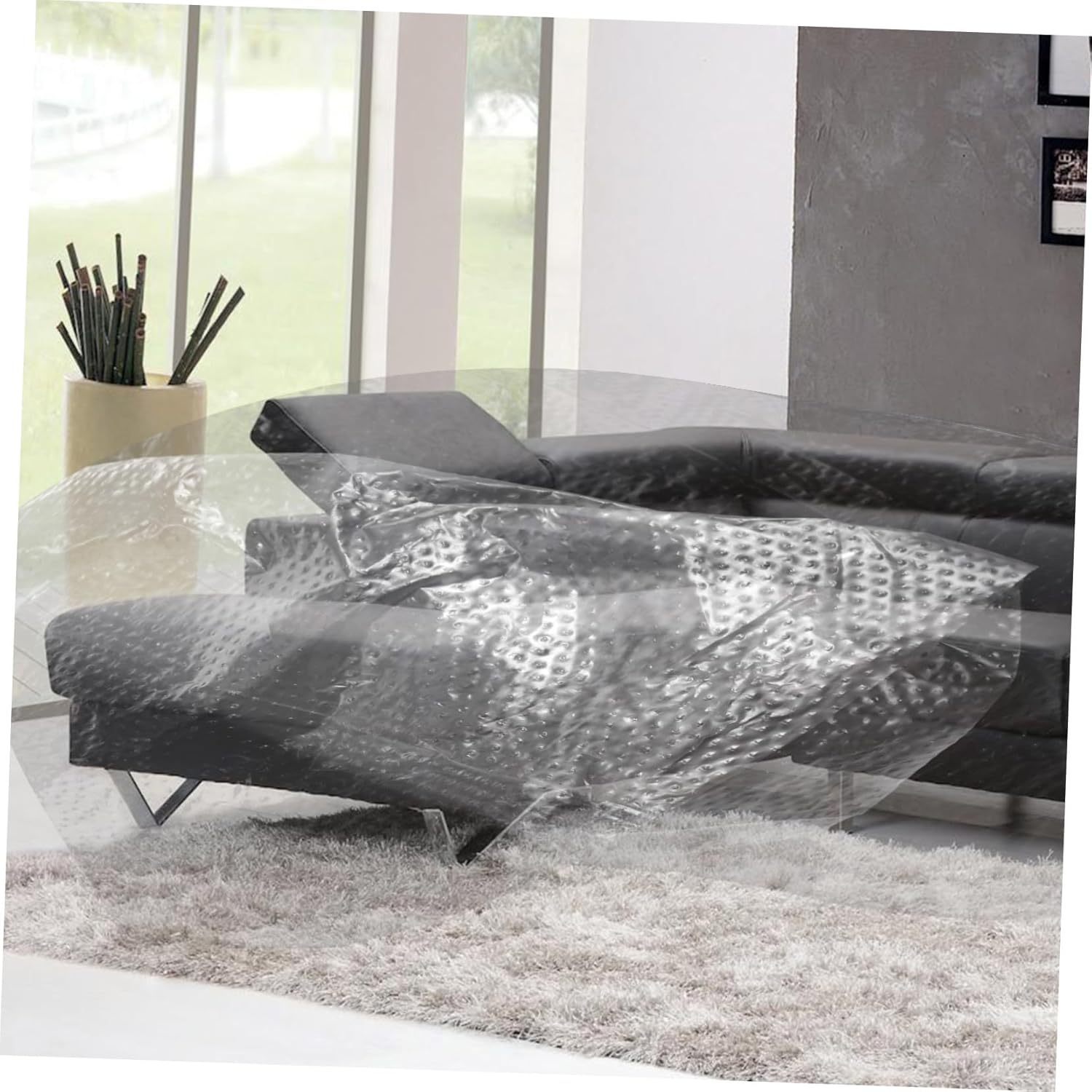 Outanaya Pre-Taped Masking Film Plastic Covering Furniture Protective Film Auto Body Paint Protection Tape 30Cm 40Cm 55Cm Rolls for Painting and Renovation 3Pcs image number 2