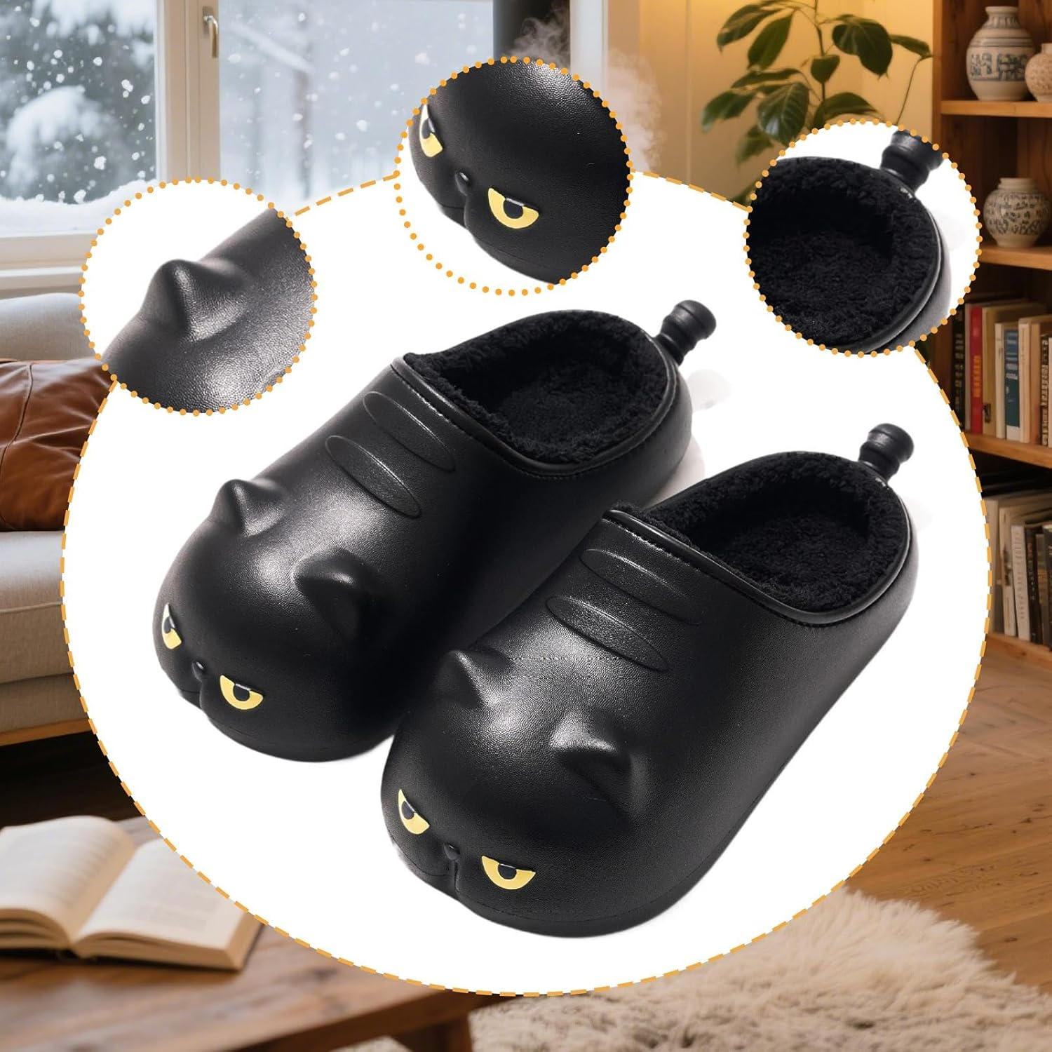 Yuksok Women Slippers Lovely House Shoes Waterproof Non Slip Soft Indoor Slippers image number 2