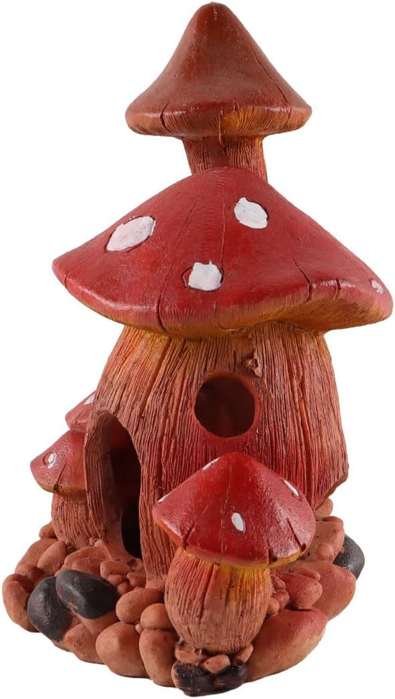 ANCLLO Resin Mushroom House Aquarium Decoration Fish Tank Cave Hiding Spot Ornament for Aquatic Pets Aquarium Scenery Accessories image number 5