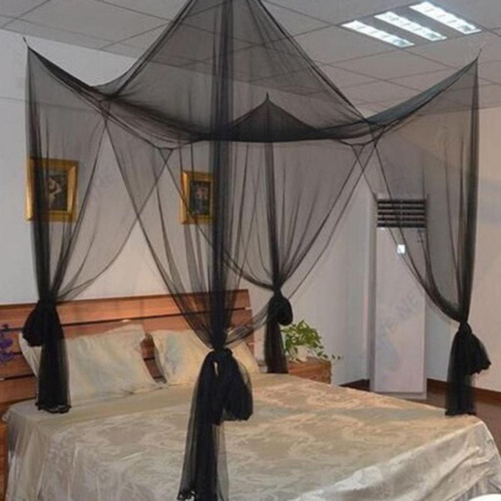 ＡＷＨＡＯ Premium Bed Canopy with 4 Corner Posts - Elevate Your Bedroom, Black, 210X190X24Cm - Black image number 6