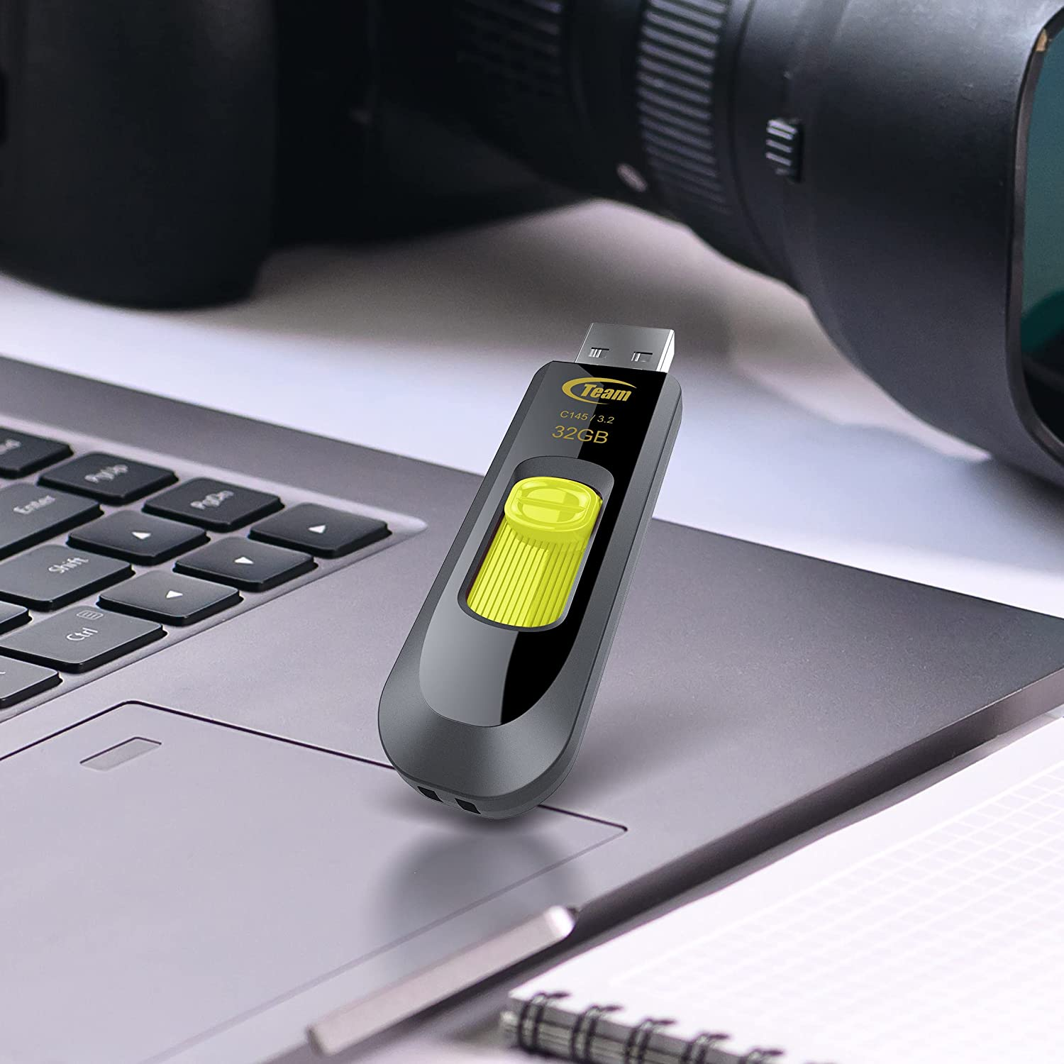 TEAMGROUP C145 32GB 10 Pack USB 3.2 Gen 1 (3.1/3.0) USB Flash Thumb Drive, External Data Storage Memory Stick Compatible with Computer/Laptop (Black-Yellow) TC145332GY23 image number 3