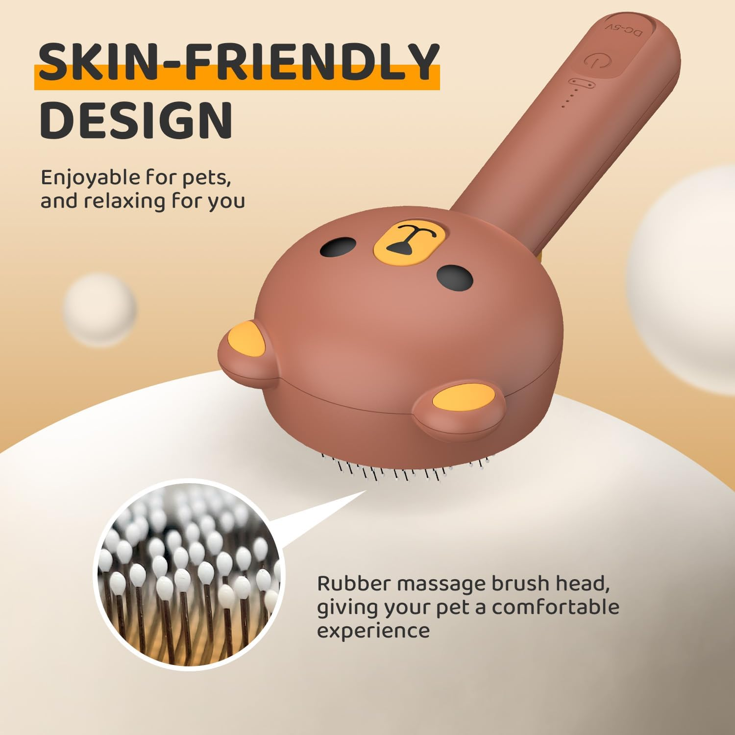 Cat Steam Brush, Self Cleaning Pet Spray Hair Removal Comb with Release Button, 3 in 1 Cat Brush for Indoor Cats, Waterproof Pet Grooming Brushes for Long Short Haired Dogs Cats（Brown） image number 5