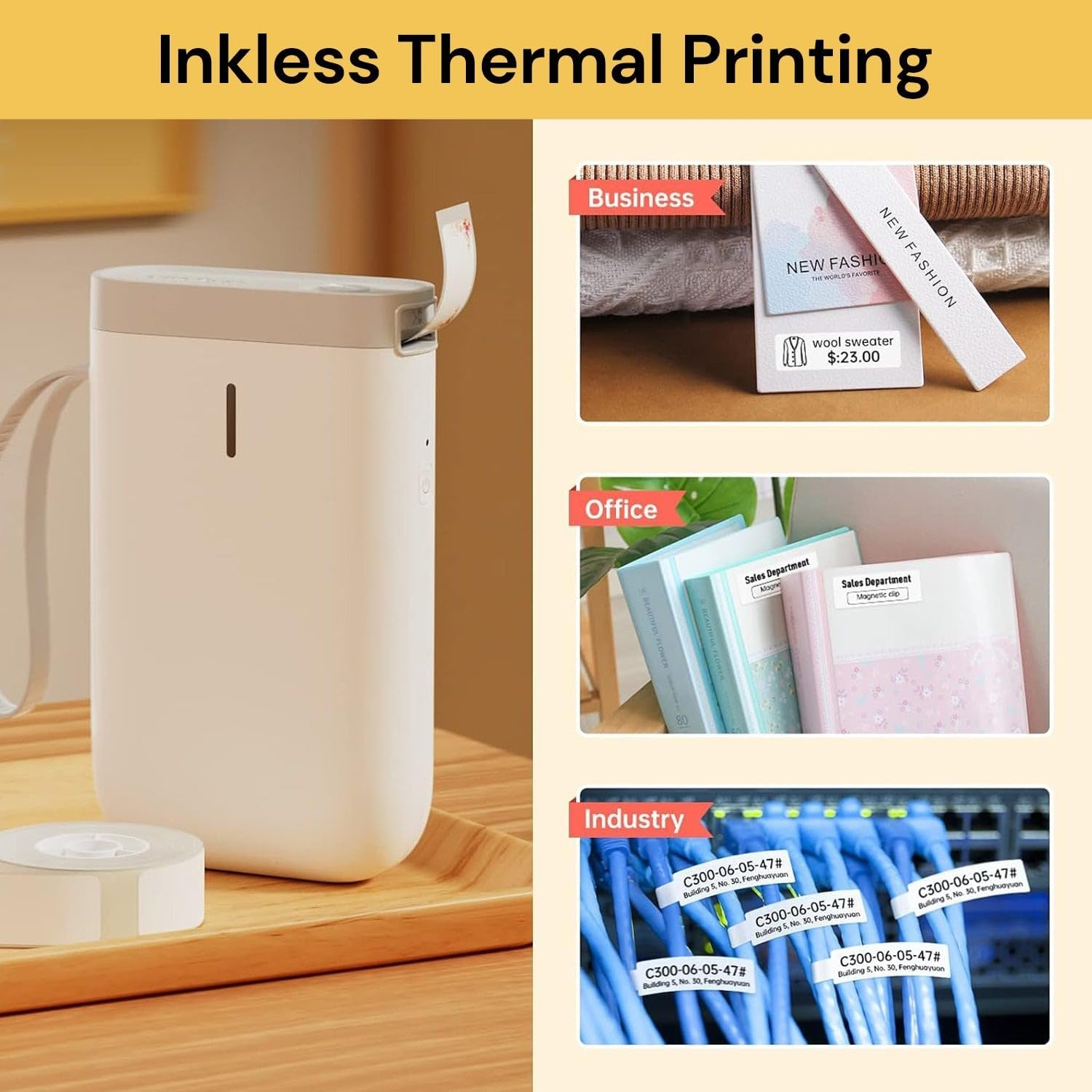 EZONEDEAL Label Maker, Bluetooth Portable Label Printer, Easy to Use for Office, Home, Business, Wireless Mini Label Makers with Multiple Templates for Organizing, Label Printer image number 5