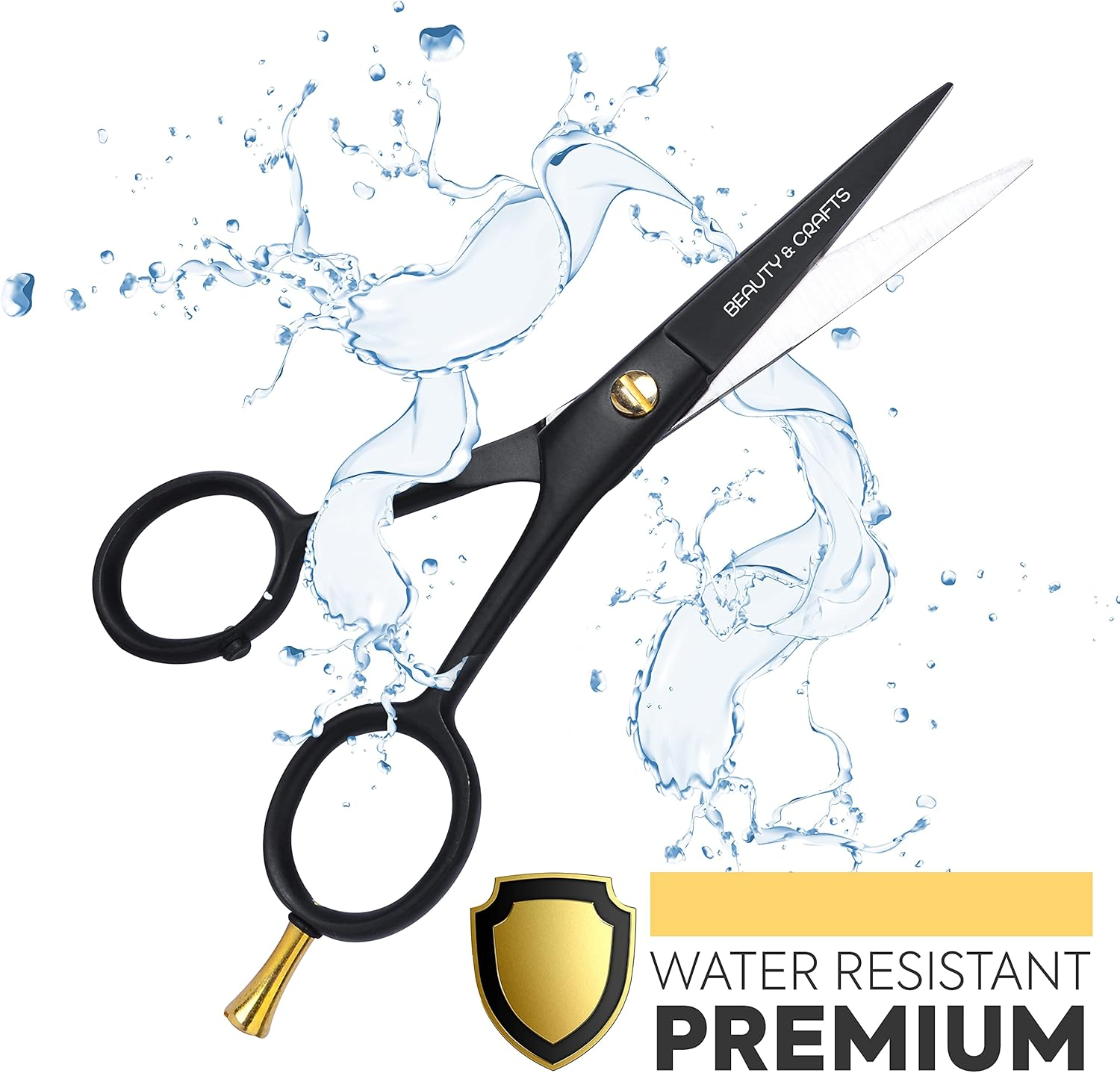 Beauty & Crafts- 5'' German Beard Mustache Scissor- 2 Mustache Combs for Facial Hair with Beautiful Pouch - Beard Trimming Scissors Use for Grooming, Cutting, and Styling of Mustache (Black) - Black With Tweezer image number 4