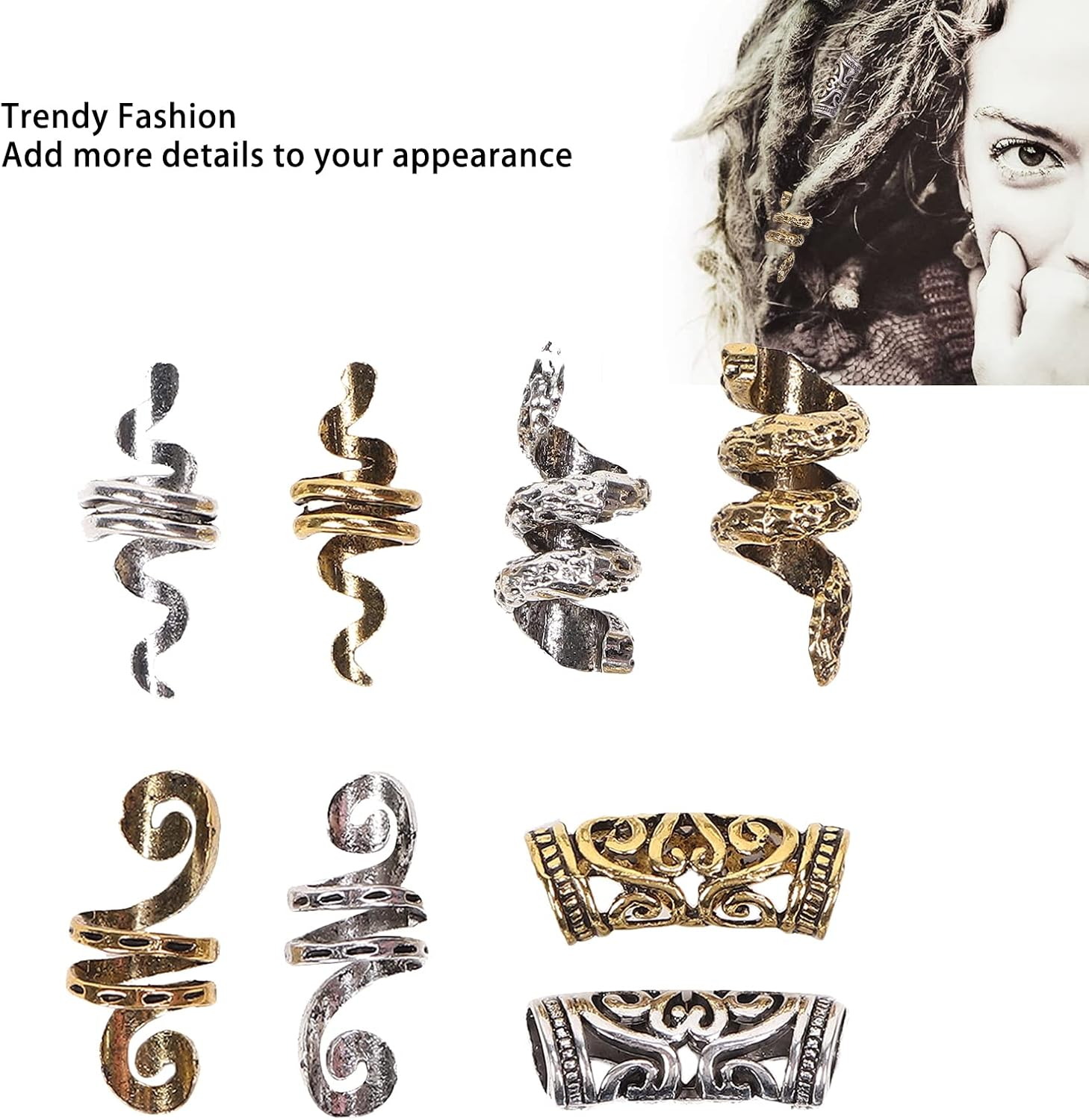 Hair Braiding Beads, DIY Decorative Viking Beard Hair Beads for Parties, Film Festivals, Weddings image number 5