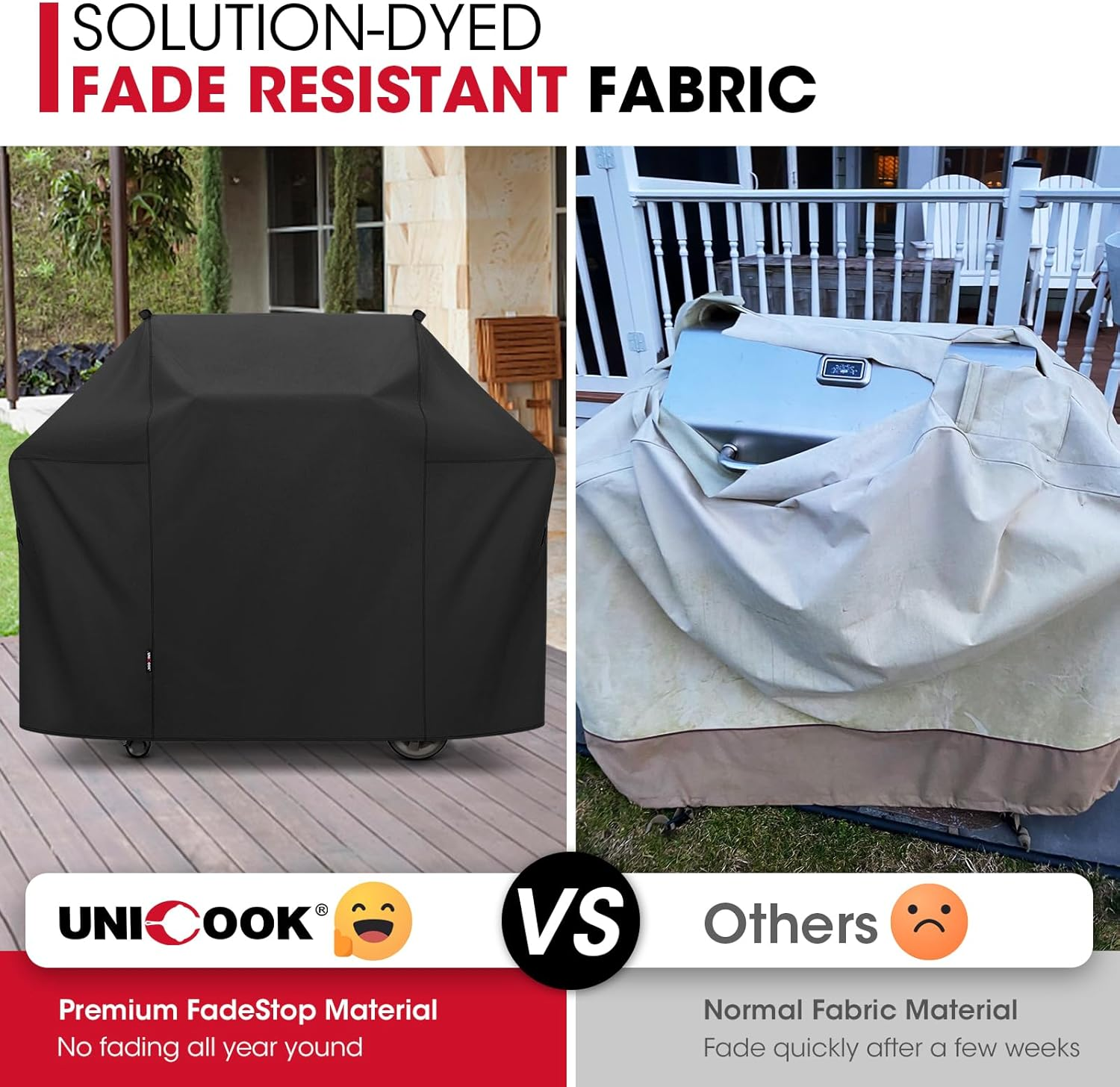 Unicook 52 Inch Grill Cover for Weber Spirit 200 and 300 Series, Gas BBQ Cover for Outdoor Grill, Heavy Duty Waterproof Fade Resistant, Compared to Weber 7106