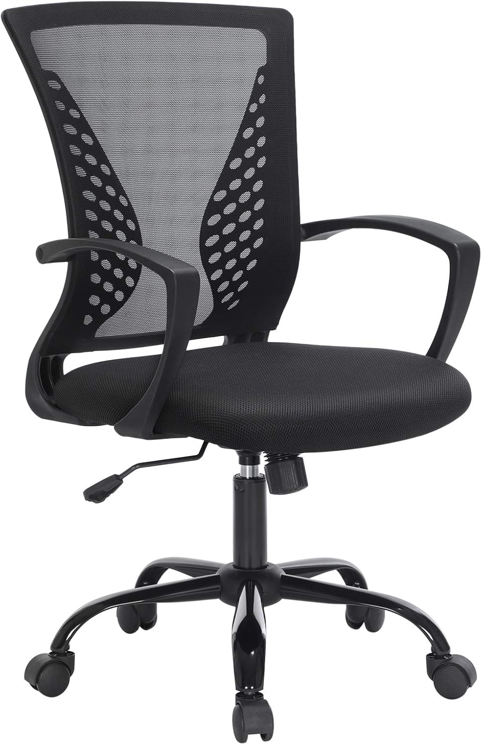 SONGMICS Office Chair, Desk Chair with Mesh Covering, Height-Adjustable Computer Chair, Swivel Chair, Rocking Function, Breathable, Office, Study, Load Capacity up to 120 Kg, Black OBN22BK
