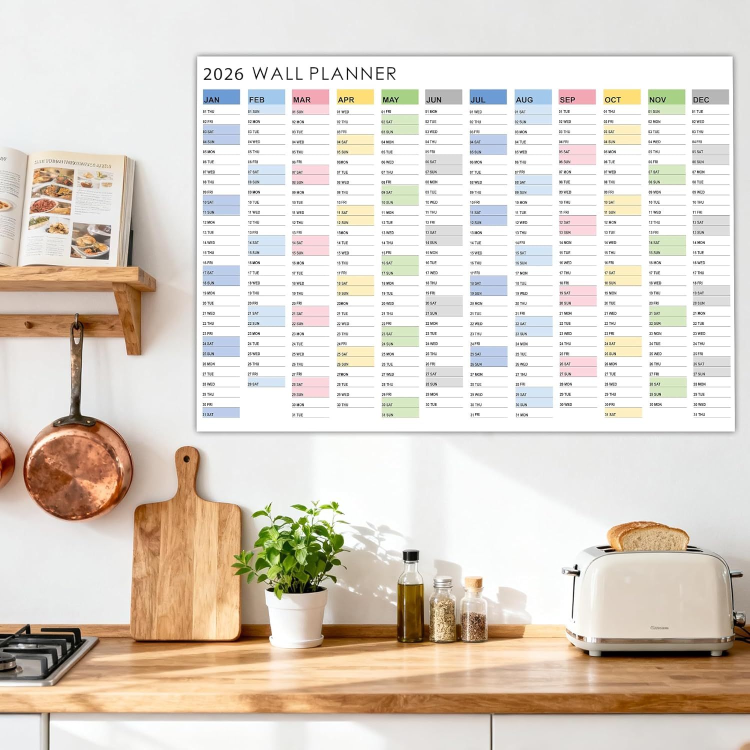 2026 Wall Planner, Large Wall Calendar Yearly Wall Planners & Colorful Stickers, Paper Blank Poster Calendar Charts, 2026 Annual Calendar, 365 Daily Plan Yearly Planner Office Home Plan Chart, Foldable(Multicolor#2) image number 3