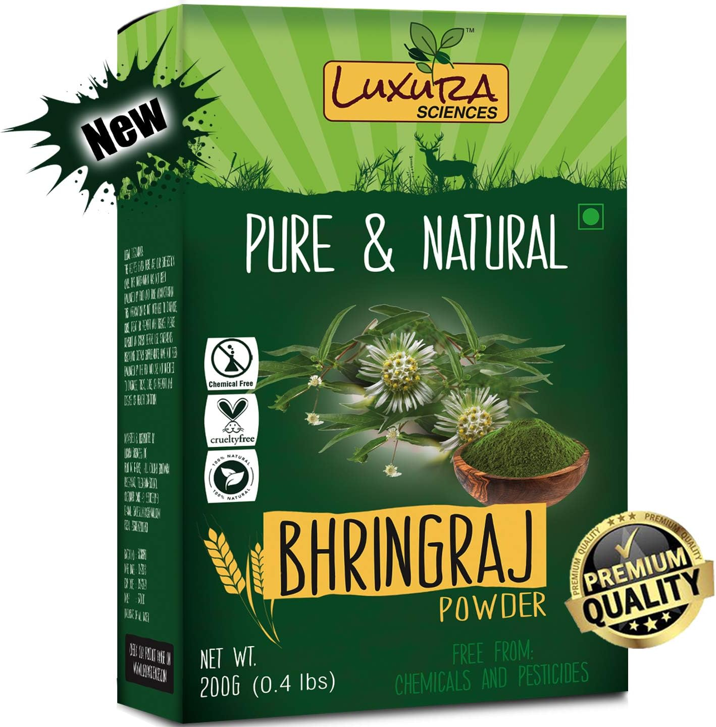 Luxura Sciences Natural Bhringraj Powder for Hair Growth and Conditioning 200 Grams (Eclipta Alba) image number 3