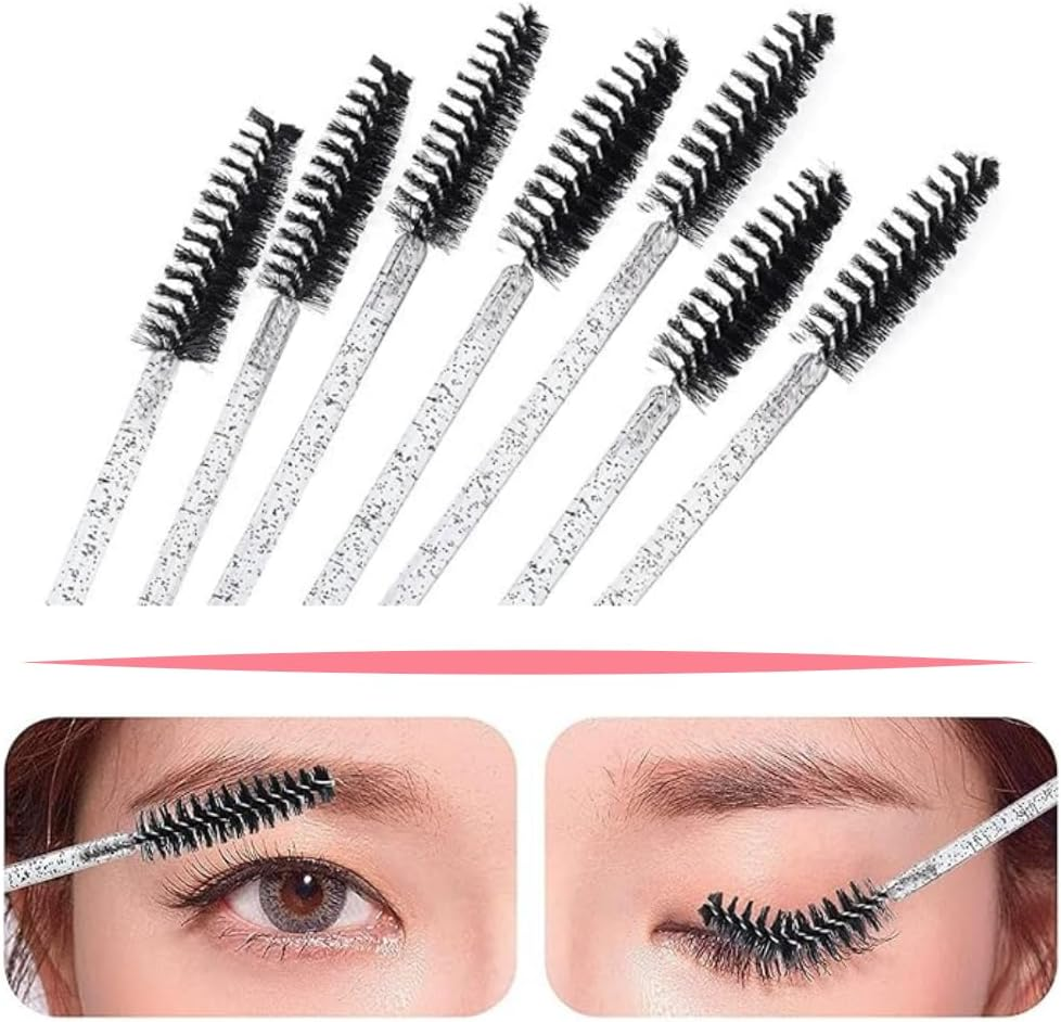 Fabselection Crystal Eye Brushes, Mascara Wands, Eyelash Mascara Brushes, Eye Eyelash Applicator Brush,Eyebrow Brush Applicator Cosmetic Makeup Brush Tool Kits for Eyelash Extension (200 Pieces, Black) image number 1