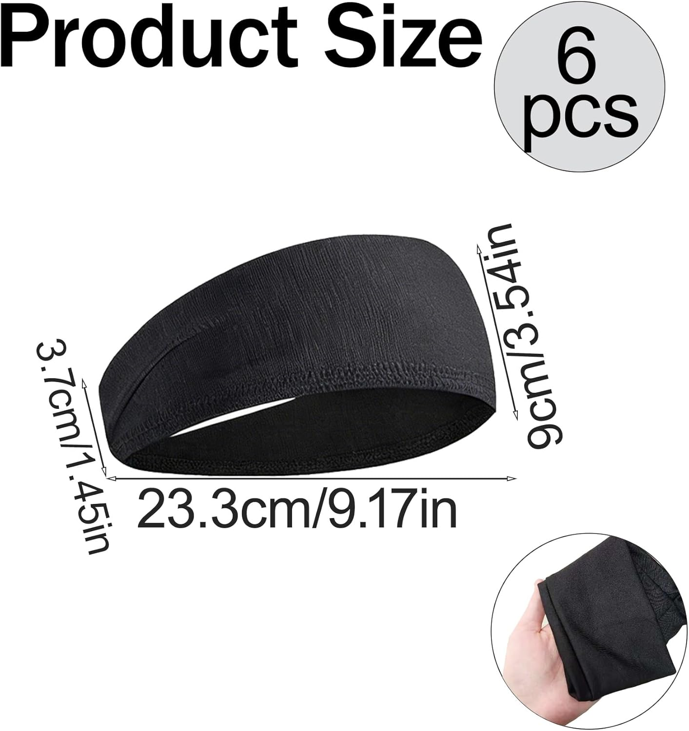 6 Pcs Non-Slip Athletic Headbands for Men and Women - Lightweight Yoga Sports Sweatbands, Elastic Hair Bands for Working Out, Running, and Exercise image number 1
