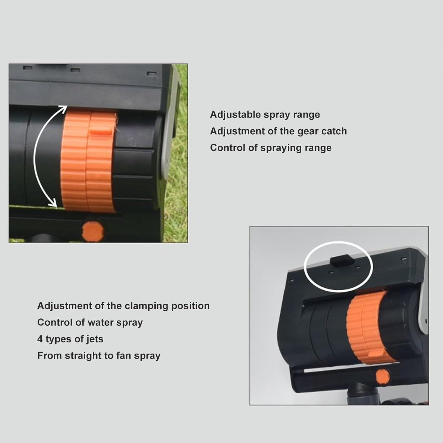 Lawn Sprinkler, 16 Hole Automatic Swing Garden Water Sprinkler with 4 Spray Modes, Adjustable Spray, for Vegetable Plots Flower Beds Yard image number 5