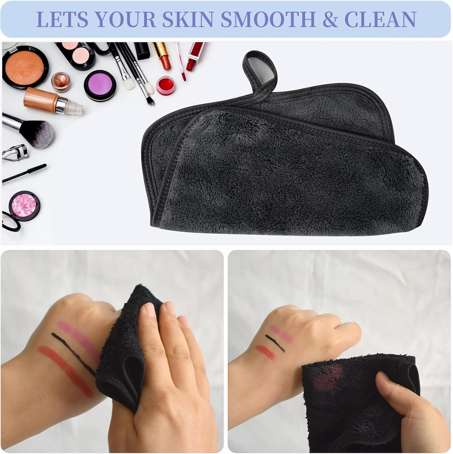 Zintan 4PCS Microfibre Makeup Remover Cloths Facial Cleansing Towels image number 3