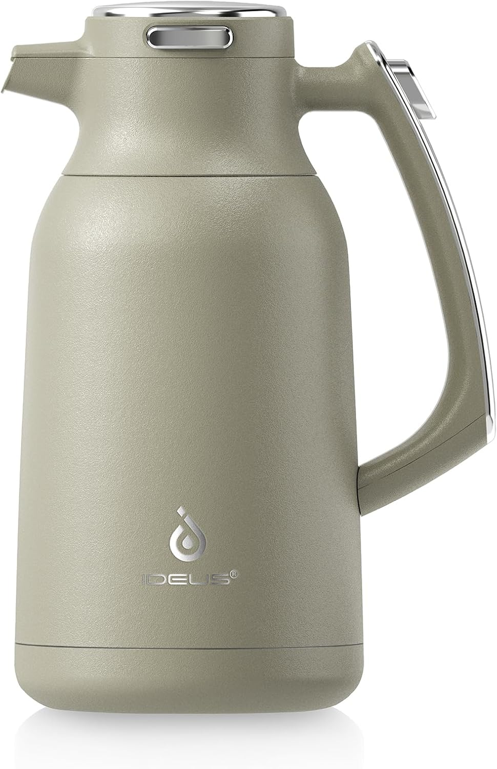 IDEUS Thermal Coffee Carafe 68Oz (2,000Ml), Stainless Steel Double Wall Insulated Vacuum Flask, Water Jug Coffee Server and Beverage Dispenser, Heat and Cold Retention (Avocado, 68Oz (2,000Ml))