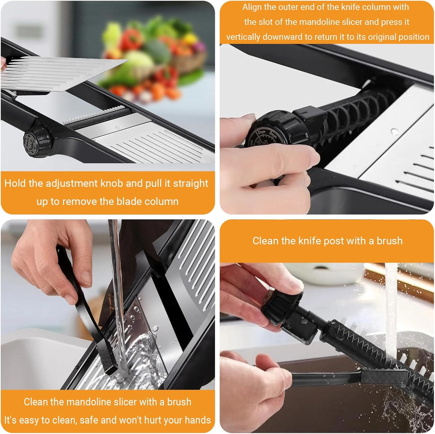 Anowker Multi Purpose Adjustable Handheld Mandoline Slicer for Kitchen, Stainless Steel Onion Cabbage Potato Vegetable Food Slicer with Cut-Resistant Gloves