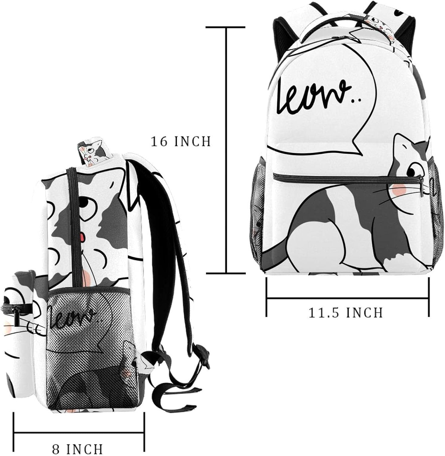 Cute Cat and Bubble Meow Backpack Students Shoulder Bags Travel Bag College School Tote Backpacks image number 3