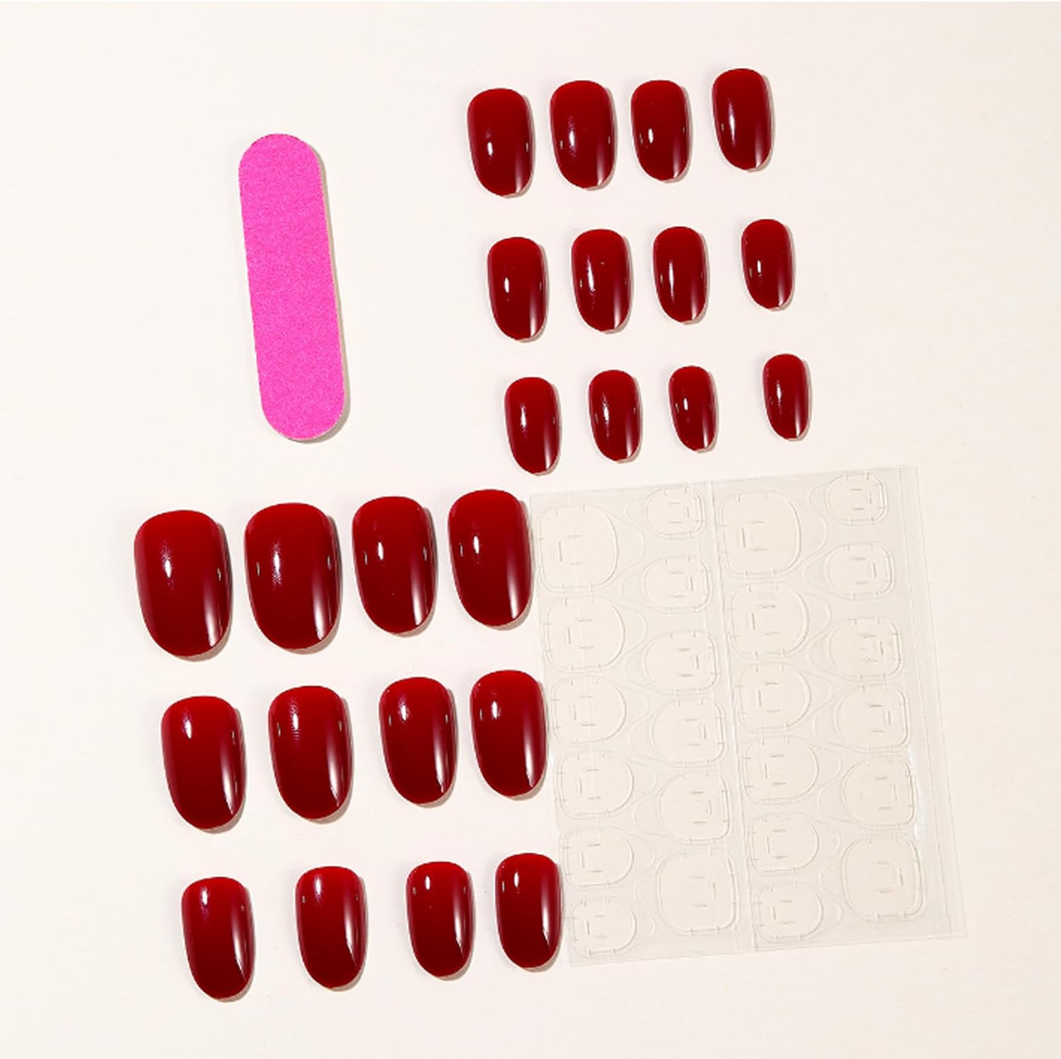 Press on Nails Red, 24Pcs Almond Elegant False Nails with Jelly Stickers, Reusable Fake Nails Easy Application for Women & Girls, Glossy Manicure for Parties & Daily Wear image number 5