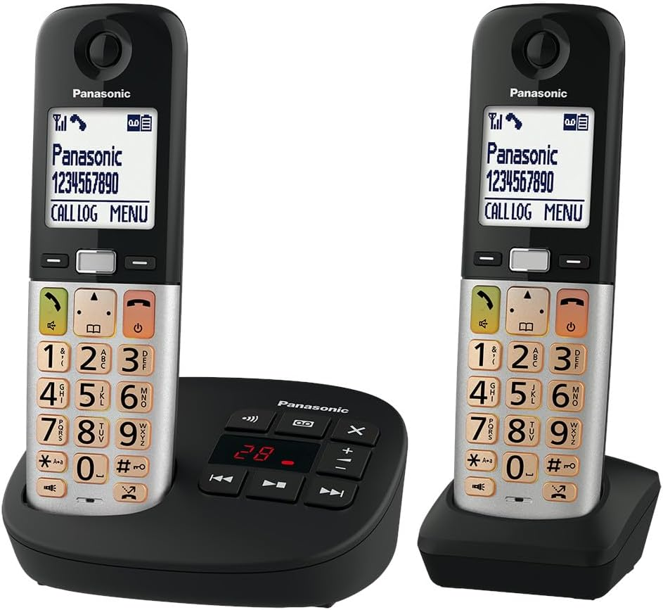 Panasonic Digital Cordless Phone with Answering Machine, Large Display, Hearing Aid Compatibility, Torchlight, Black & Silver (KX-TGU432AZB) image number 1